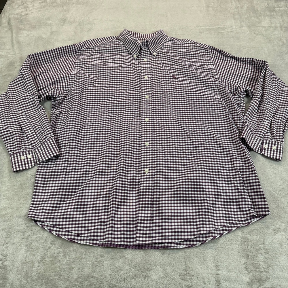 Brooks Brothers Madison Shirt Mens XXL Purple White Gingham Non-Iron Supima EUC